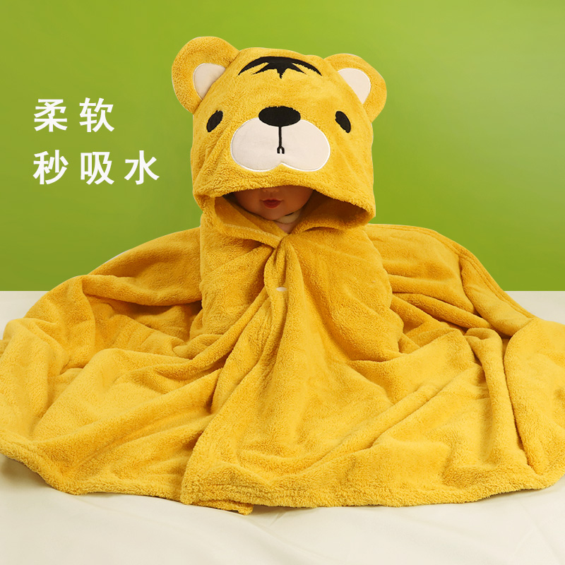 Baby bath towel newborn hat cloak summer no hair thin style than pure cotton cotton absorbent baby children's bathrobe