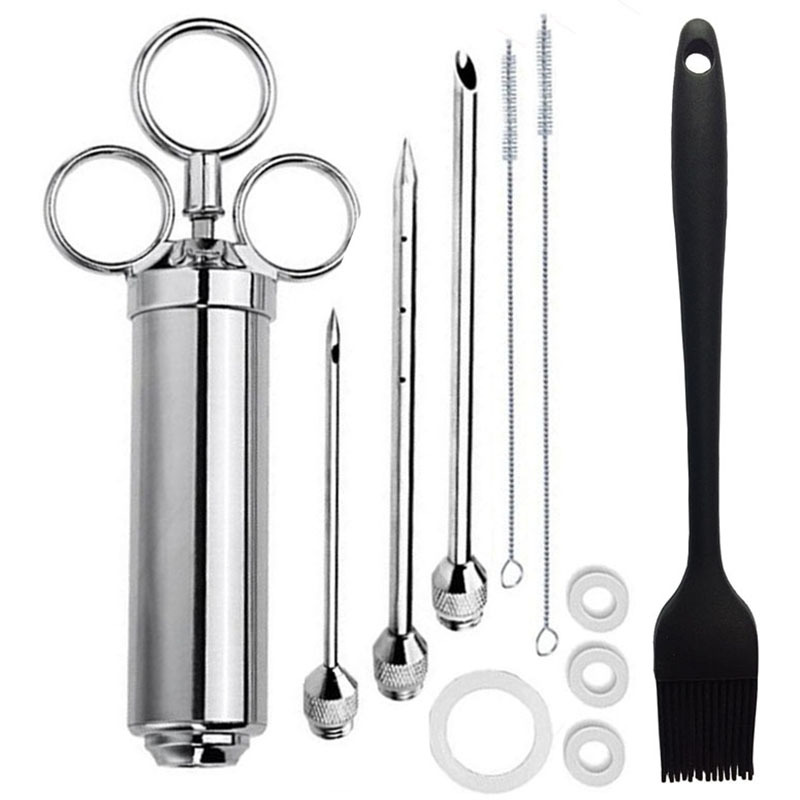 Turkey Syringe 304 Stainless Steel Barbecue Marinated Meat Seasoning Syringe Brine Infusion Needle Meat Injector