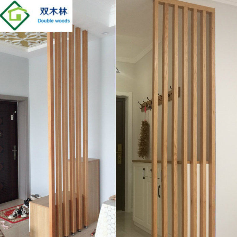 American red oak log Nordic partition screen porch door solid wood vertical stripes Chinese wood strip log square material customization