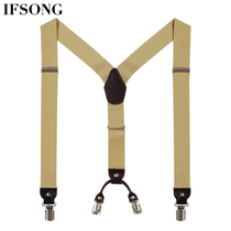 IFSONG mens strap trousers strap clip mens non-slip khaki sling fat suspenders adult stretch