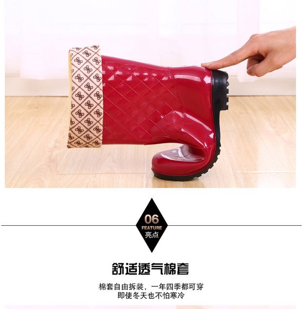 Mùa đông ống cao cộng với cotton cộng với nhung dày chống thấm nước mưa nam và nữ kích thước lớn giày cao su mưa chống trượt giày cao su bảo hiểm lao động ủng cao su ủng nữ đi mưa 