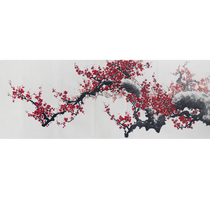 Spring map Plum Blossom Ink Chinese decorative painting living room sofa background mural banner hanging painting restaurant hand-painted Chinese painting