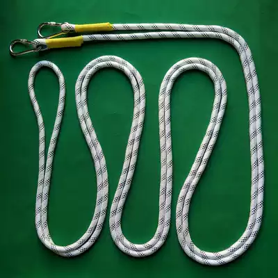 Aerial work outdoor safety nylon escape rescue insurance rope tied wear-resistant thick full braided mountaineering double hook rope