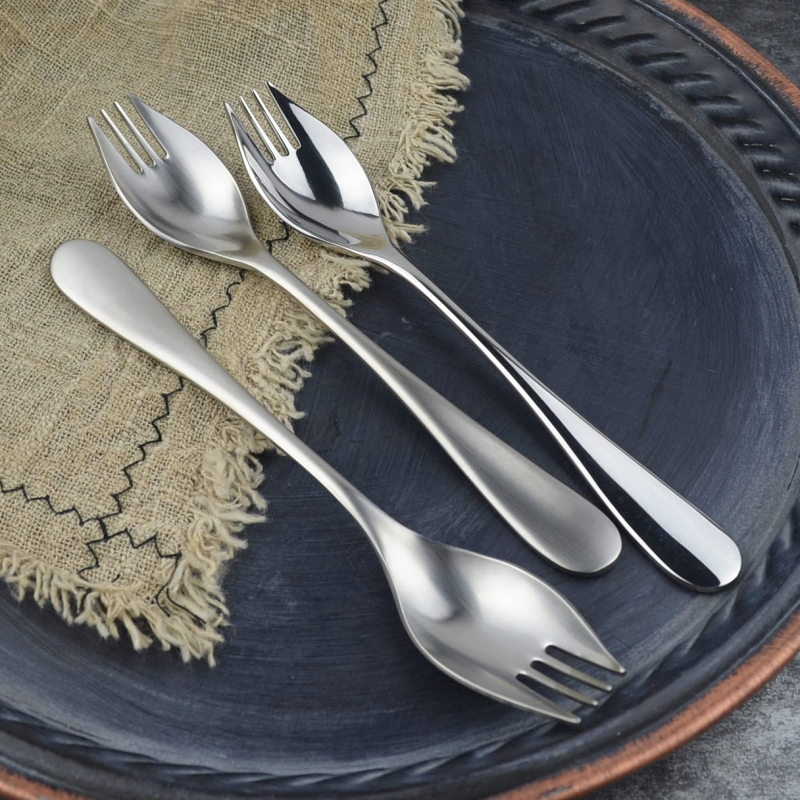 304 Stainless Steel Salad Fork Spoon Integrated Dual-use Spoon Fork Schlufork Child Fruit Fork Camping Spoon Fork Watermelon Spoon