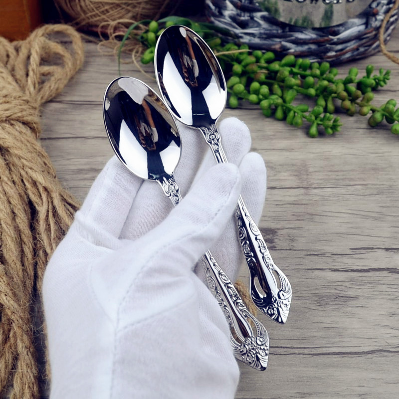 Children's tableware spoon 304 stainless steel spoon Children's spoon spoon spoon retro stirring spoon dessert spoon cake spoon soup