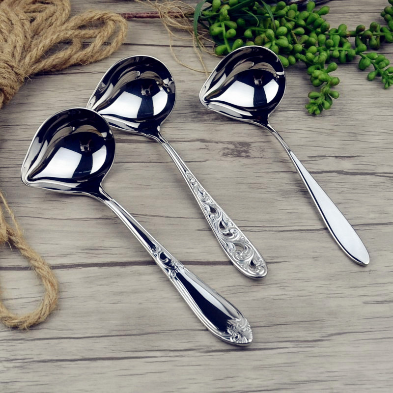 304 stainless steel crooked mouth spoon pouring juice spoon with mouth spoon pouring juice shell drainage mouth sub-soup spoon duck mouth spoon pointed mouth