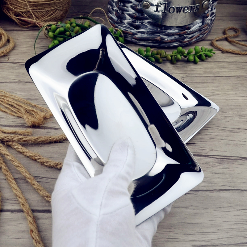 304 stainless steel rectangular plate barbecue iron plate plate dumpling plate dip dish side dish seasoning dish vinegar dish