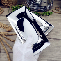 304 stainless steel rectangular plate barbecue iron plate plate dumpling plate dipping plate dish vinegar plate