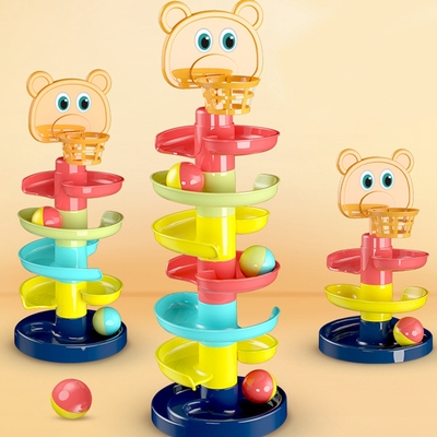 儿童益智拼装轨道滚滚球滑球塔