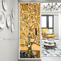 Art glass entrance aisle Hotel background decorative wall frosted glass simple European screen Health tree