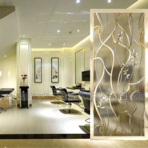 Art glass porch background wall living room screen partition wall European-style carved cabinet sliding door transparent modern water lotus flower