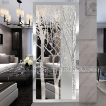 Art glass screen partition background wall Modern aisle Translucent frosted entrance frosted modern living room cabinet tree