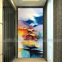 Art Glass Craftsmanship Xuanguan Partition Screen Background Wall Living Room Frosted Light Transmission Aisle Gallery Work Stroke Memory Jiangnan