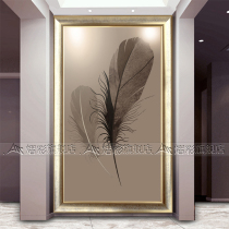 Modern screen partition entrance aisle background wall Art glass Simple craft living room border cabinet feather map