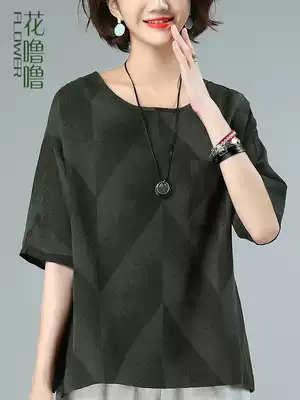 Cotton linen coat women's new 2021 women's summer dress Korean version of loose belly short linen summer short sleeve t-shirt