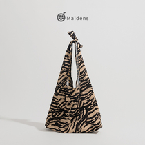 Orange Girl Girl Zebra Striped Canvas Bag Woman Single Shoulder Big Bag Mesh Red Chessboard Gottbag 2021 New Shopping Bag