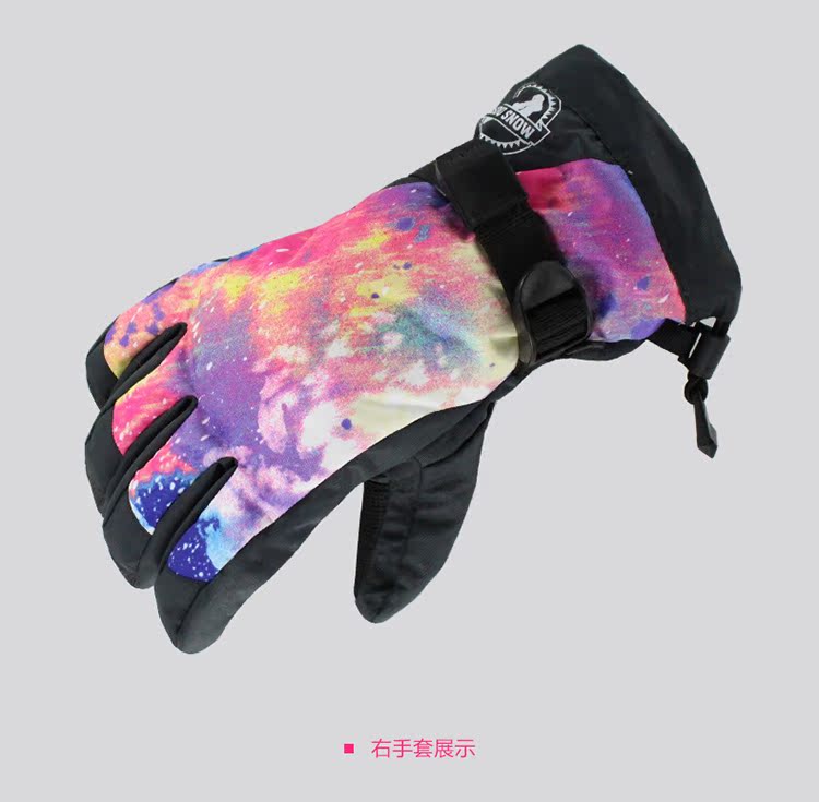 Găng tay trượt tuyết chính hãng Gsou Snow Màn hình cảm ứng nữ không thấm nước chống thấm dày Cưỡi ngoài trời Găng tay in màu bao tay phượt