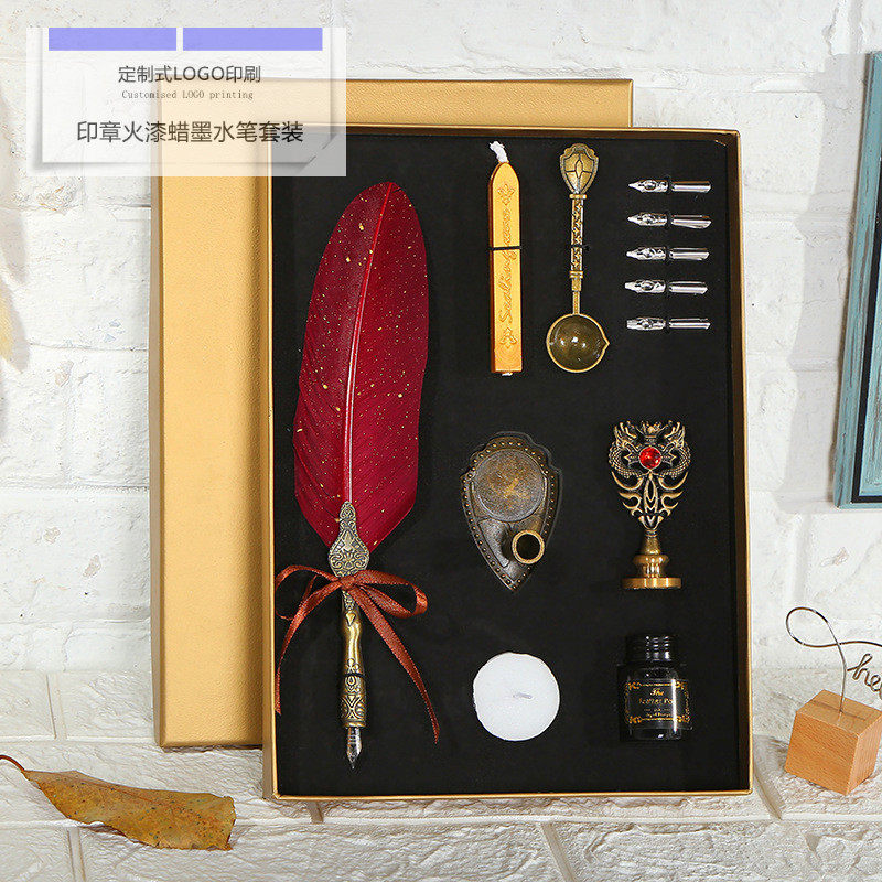 European-style retro gold-sprinkled quill pen dipped in water pen teacher student gift British dipped pen birthday gift box set