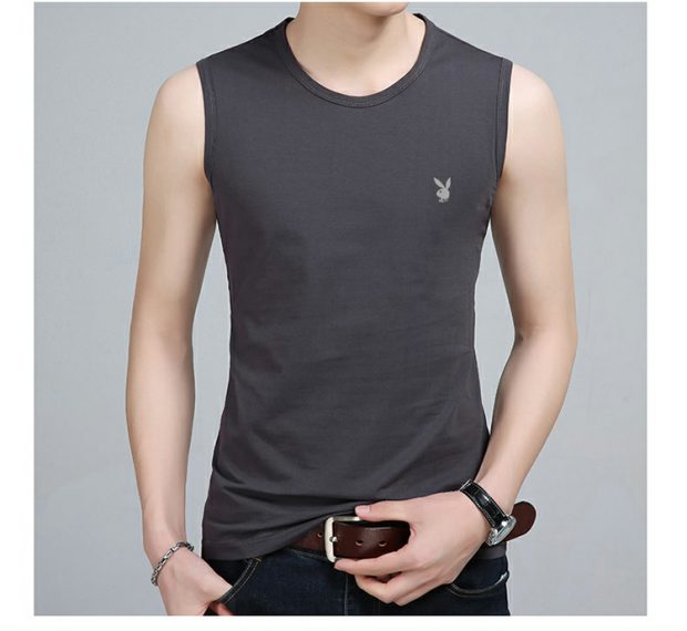 Mùa hè cotton không tay áo thun nam vest thể thao Slim thấm mồ hôi tròn cổ rượu vang đỏ vest vai áo vest shop quần áo thể thao
