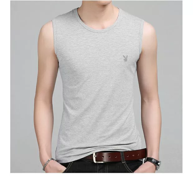 Mùa hè cotton không tay áo thun nam vest thể thao Slim thấm mồ hôi tròn cổ rượu vang đỏ vest vai áo vest