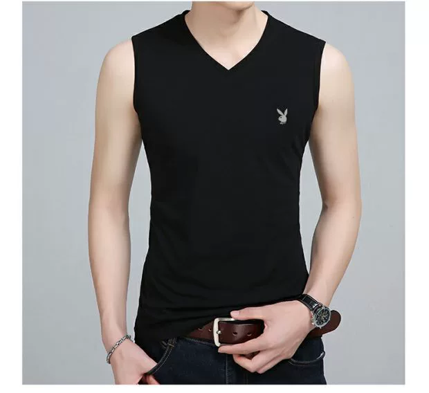 Thương hiệu áo vest thể thao nam vest vai cá tính cotton màu trơn không tay áo thun phiên bản Hàn Quốc tự vắt mồ hôi vest - Áo vest cotton ao khoac vest nam