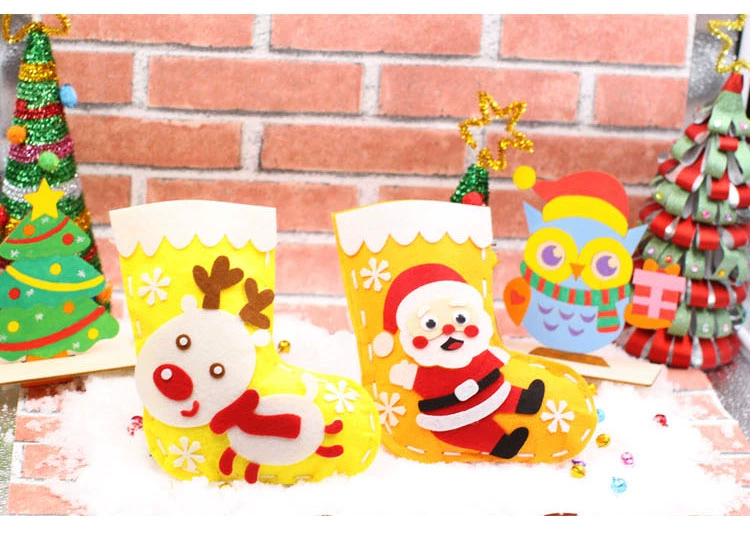 Không dệt DIY handmade sáng tạo vớ Giáng sinh Cha mẹ trẻ con câu đố thủ công dán vật liệu đẹp Santa Claus