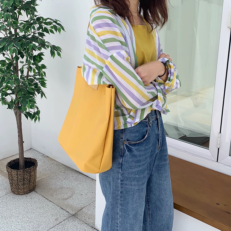 Hàn Quốc công suất lớn giải trí mua sắm túi đeo vai túi vải yêu thích túi cỏ đơn giản 3 gói màu - Túi xách nữ túi xách lyn