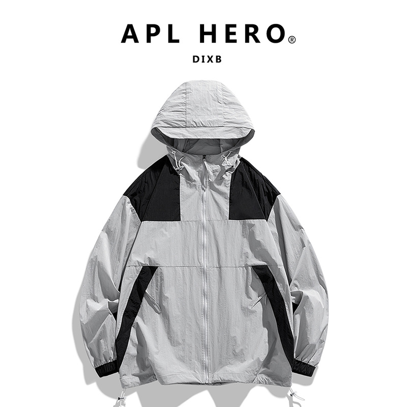 Apl Hero Contrasting Color Patchwork Hooded Jacket Men's Outdoor Sun Protection Jacket Sports Style