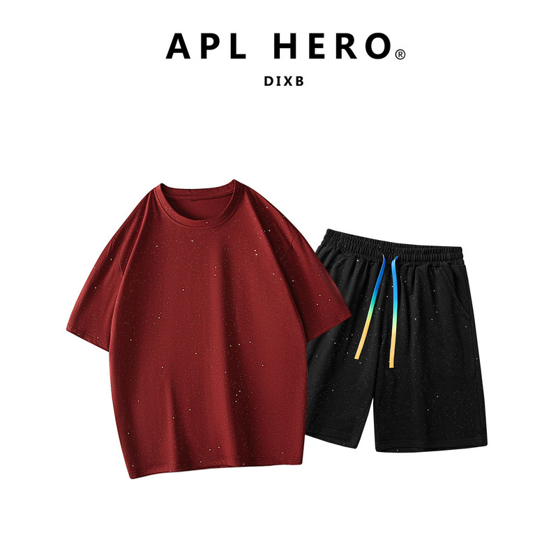Apl Hero Starry Sky Short-Sleeved T-Shirt Set for Men and Women, Loose Casual Sports Two-Piece Set Apl Hero Starry Sky Short-Sleeved T-Shirt Set for Men and Women, Loose Casual Sports Two-Piece Set