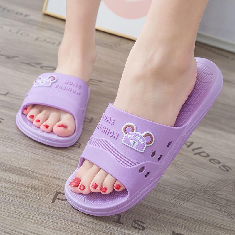 Women's Summer Non-Slip Slippers for Home Use, Wear-Resistant Bathroom Shower Slippers, Korean Style Thick-Soled Plastic Slippers for Bathing