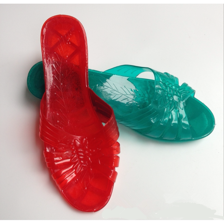 Pearl River Chrysanthemum Style Women's Summer Old-Fashioned Home Bathing Plastic Jelly Transparent Mom Anti-Slip Crystal Sandals