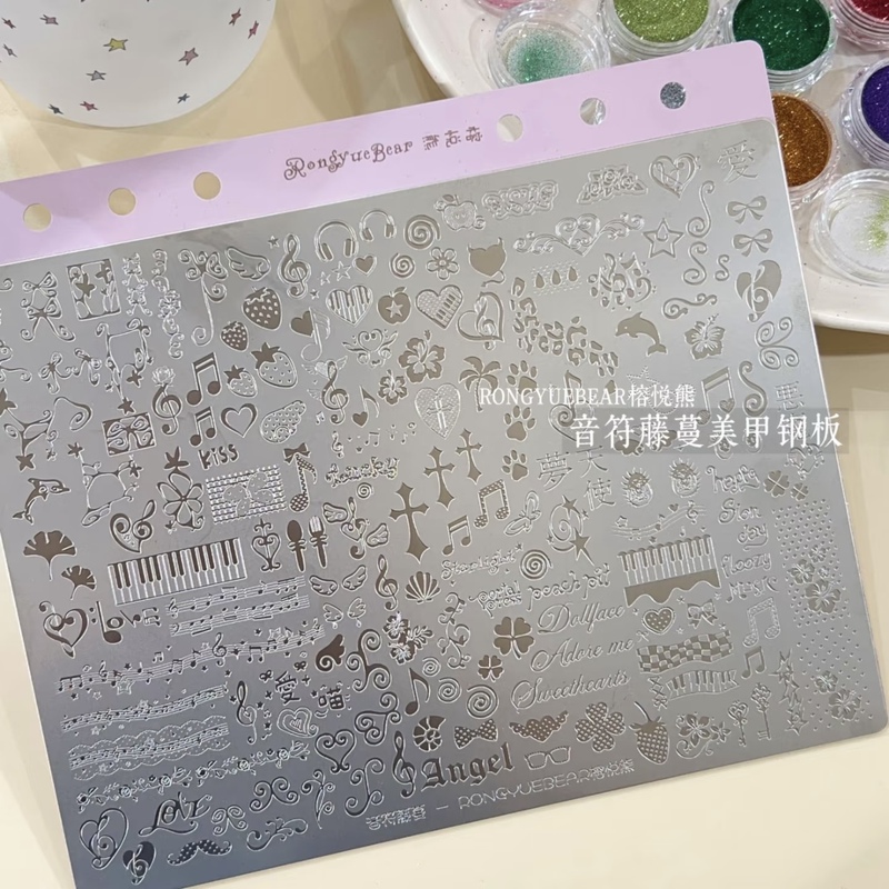 Cherry Nail Art Ruyue Xiong · Musical Note Vine Steel Plate Ancient Style Nail Art Printing Steel Plate with Backing Cherry Nail Art Ruyue Xiong · Musical Note Vine Steel Plate Ancient Style Nail Art Printing Steel Plate with Backing