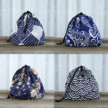 Japanese style and style lunch bag drawstring cotton linen handbag portable corset lunch box cloth cover storage dust bag small bag bag