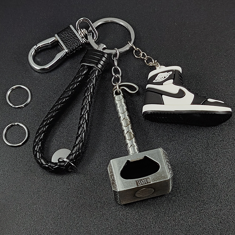 Thor's Hammer Keychain Metal Hammer Multifunctional Bottle Opener Creative Screwdriver Car Key Ring Bag Pendant