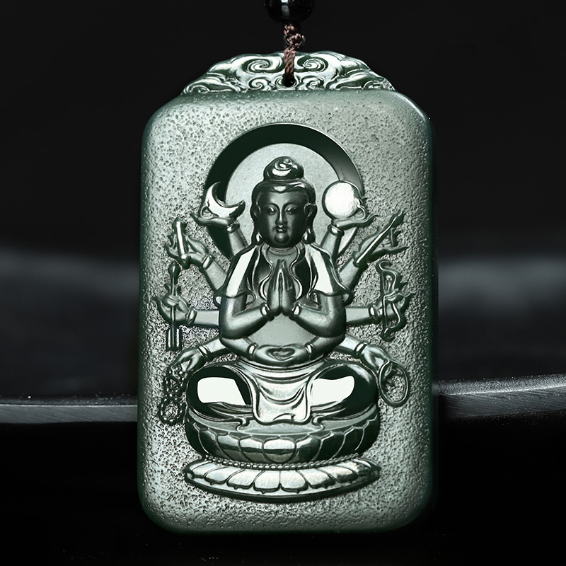 And Tian jade duosheng Xiao pendant 12 zodiac necklace with thousands of hands Guanyin this life Buddha pendants belong to the rat and bull monkey men and women