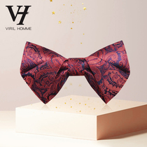 Mens best man groom red black bow tie shirt male wedding wedding British high-end Korean women bow