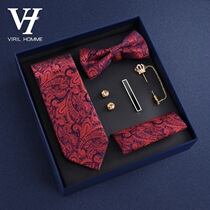 Mens tie bow tie set gift box dress business birthday gift to commemorate the husbands birthday Valentines Day