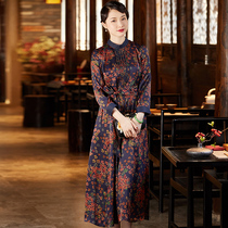 Xiyue 2021 spring and summer new retro Chinese style silk fragrant cloud yarn improved loose literary cheongsam dress women