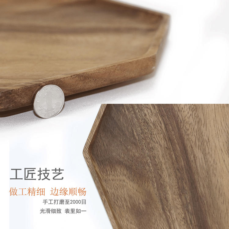 Gỗ keo hình bát giác, tấm gỗ không sơn, tấm trái cây, đĩa ăn nhẹ, thực phẩm và đồ uống - Tấm đồ gia dụng bằng gỗ