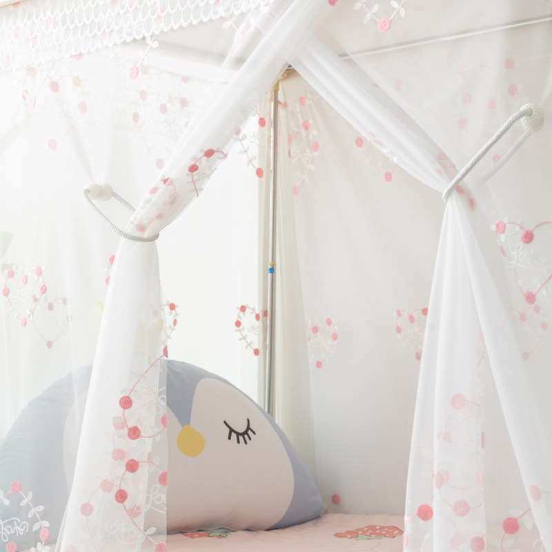 Embroidered student mosquito net dormitory upper and lower bunk single bed dust-proof roof dormitory bed and lower bunk universal encrypted tent