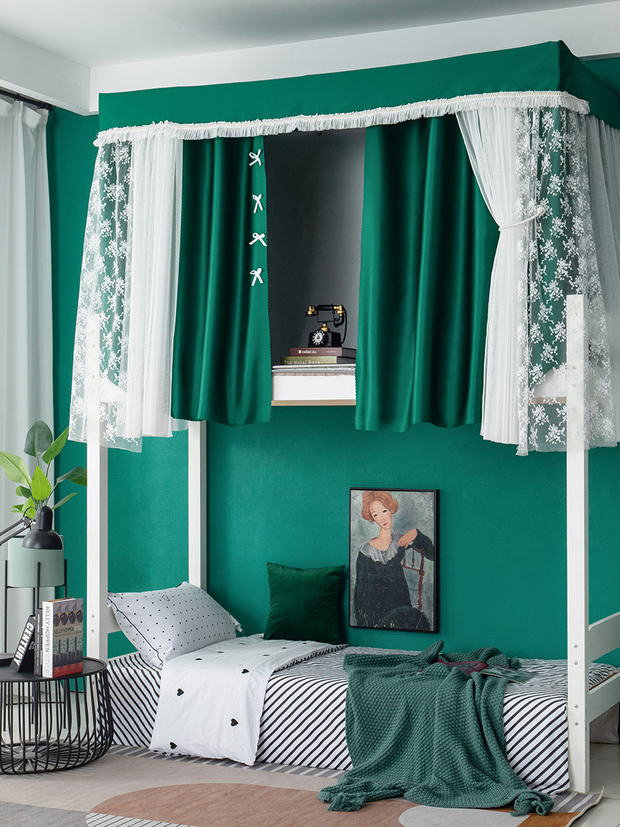 Maysyo Student dormitory bed curtain shading mosquito net One-piece female bedroom upper and lower bunk ins wind bed curtain