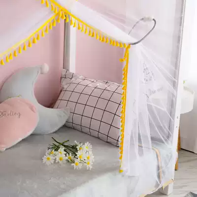 Tassel mosquito net student dormitory upper shop household summer child bed new single bed anti-mosquito net in 2021