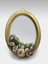 Modern European-style oval ceramic handmade pinching mirror decorated wall-mounted mirror minimalist