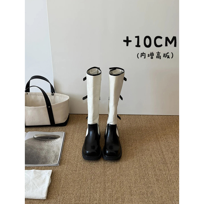 10cm Internal Height Increase Retro Style Spliced Long Boots for Women 2026 New Wide Tube Chunky Heel Square Toe Petite Riding Boots 10cm Internal Height Increase Retro Style Spliced Long Boots for Women 2026 New Wide Tube Chunky Heel Square Toe Petite Riding Boots