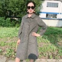 2019 áo khoác cashmere hai mặt mới nữ dài phần nghìn kẻ sọc lông chim len 100% len len phiên bản Hàn Quốc - Accentuated eo áo mẫu áo dạ nữ đẹp 2020