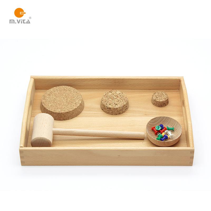 Montessori teaching aids Mengsheng Montessori teaching aids hand-eye coordination wooden hammer beating nail work set