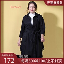 Fat Lady Plus Size Women Fashion Autumn New Black Irregular Skirt Shirt Dress 417207510