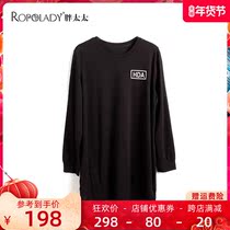 Fat Lady size womens autumn summer dress new letter round neck long sleeve casual loose Korean T-shirt 518202210