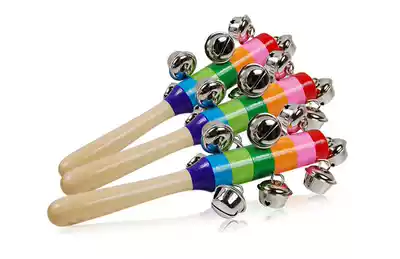 Baby wooden colorful hand rattles Wooden rainbow rattles Wooden hand rattles Kindergarten activity toys