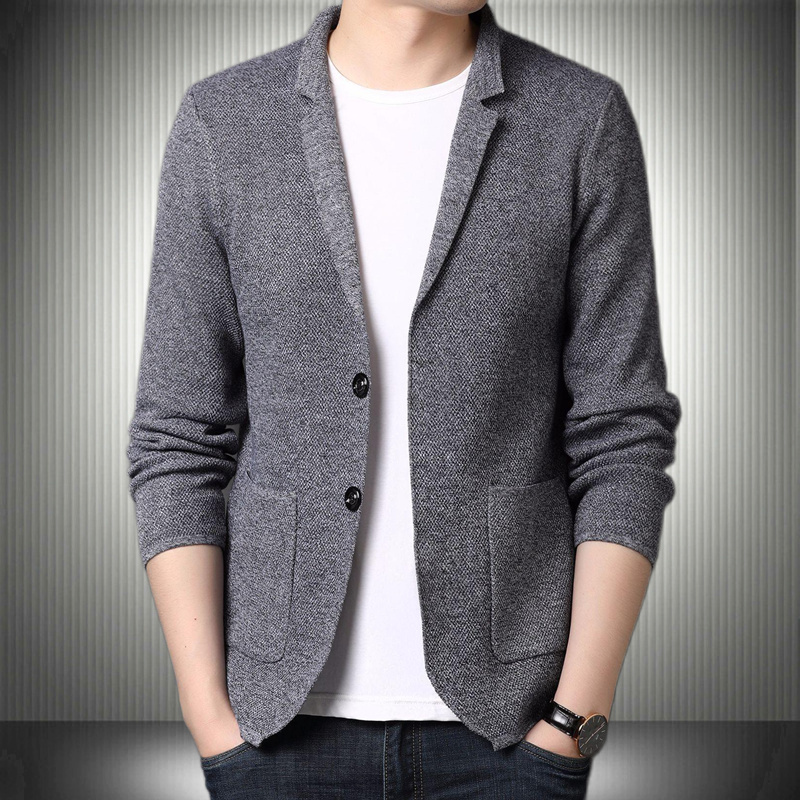 Spring and Autumn Solid Color Suit Collar Cardigan Sweater for Men, Fashionable Casual Middle-Aged Knitwear, Stylish Stand-Up Collar Jacket Spring and Autumn Solid Color Suit Collar Cardigan Sweater for Men, Fashionable Casual Middle-Aged Knitwear, Stylish Stand-Up Collar Jacket